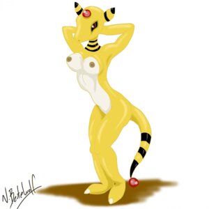 Rating: Questionable Score: 0 Tags: 1:1 ampharos anthro beutelwolf biped black_body black_sclera black_skin breasts brown_eyes e621 feet female forehead_gem gem generation_2_pokemon hands_behind_head hi_res nintendo nipples nude pinup pokemon pokemon_(species) pokemorph pose simple_background solo standing stripes tail white_background white_body white_skin yellow_body yellow_skin User: bunchy7s