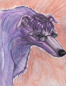 Rating: Safe Score: 0 Tags: ambiguous_gender black_eyes black_nose bust_portrait canid canine canis colored_pencil_(artwork) detailed domestic_dog e621 eyewear feral feral_with_hair floppy_ears fur gdane glasses grey_sclera greyhound hair hunting_dog looking_at_viewer mammal portrait purple_body purple_fur purple_hair quadruped realistic red_background serious side_view sighthound simple_background snout solo standing stare traditional_media_(artwork) wearing_glasses User: bunchy7s
