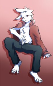 Rating: Questionable Score: 0 Tags: 5_fingers 5_toes anthro barefoot biped bottomwear clothed clothing e621 ear_piercing feet fingers fur gradient_background jacket king_kazma lagomorph leporid long_ears looking_at_viewer male mammal open_clothing open_shirt open_topwear pants partially_clothed piercing rabbit red_eyes shirt silverio simple_background sitting solo summer_wars toes topwear white_body white_fur User: bunchy7s Rating: Questionable Score: 0 Tags: 5_fingers 5_toes anthro barefoot biped bottomwear clothed clothing e621 ear_piercing feet fingers fur gradient_background jacket king_kazma lagomorph leporid long_ears looking_at_viewer male mammal open_clothing open_shirt open_topwear pants partially_clothed piercing rabbit red_eyes shirt silverio simple_background sitting solo summer_wars toes topwear white_body white_fur User: bunchy7s