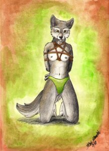 Rating: Questionable Score: 0 Tags: 2010 alma_aurora anthro bdsm biped bondage bottomwear bound breasts canid canine canis clothed clothing crayon_(artwork) e621 female green_bottomwear green_clothing hands_behind_back inverted_pentagram kneeling mammal mixed_media nipples occult_symbol painting_(artwork) panties pentagram restraints rope rope_bondage solo submissive submissive_female symbol tail topless traditional_media_(artwork) traditional_painting_(artwork) traditional_watercolor_(artwork) underwear watercolor_(artwork) wolf User: bunchy7s