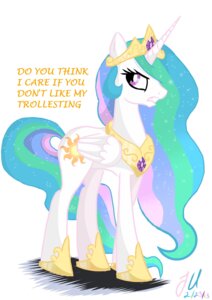 Rating: Safe Score: 0 Tags: 2013 absurd_res cutie_mark e621 english_text equid equine feathered_wings feathers female feral friendship_is_magic hair hasbro hi_res horn long_hair mammal my_little_pony mythological_creature mythological_equine mythology princess princess_celestia_(mlp) quadruped royalty solo tail teammagix text white_body white_feathers winged_unicorn wings User: bunchy7s