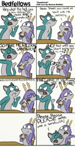 Rating: Safe Score: 0 Tags: abuse anthro antlers bedfellows begging canid canine canis comic demanding dialogue domestic_cat domestic_dog duo e621 english_text fatigue_(bedfellows) felid feline felis food fur grey_body grey_fur hi_res horn hybrid jackalope lagomorph male mammal purple_body purple_fur rotten_robbie sandwich_(food) sheen_(bedfellows) shenanigans sorrow speech_bubble tail text User: bunchy7s