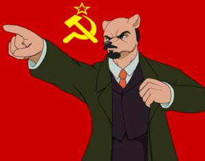 Rating: Safe Score: 0 Tags: 5_fingers accessory beard clothing communism droll3 e621 facial_hair felid fingers fur goatee hair hammer_and_sickle lion male mammal mustache necktie pantherine politics red_background russian simple_background solo soviet_union suit tan_body tan_fur vladimir_lenin User: bunchy7s