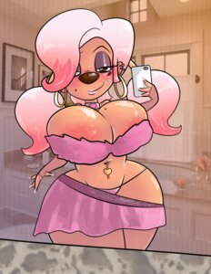 Rating: Questionable Score: 0 Tags: anthro bathroom canid cellphone clothed clothing digital_media_(artwork) dingoringo30 disney e621 ear_piercing electronics female goof_troop lipstick makeup mammal markings mole_(marking) navel navel_pendant navel_piercing panty_peek phone piercing roxanne_rover selfie skimpy smartphone solo User: bunchy7s