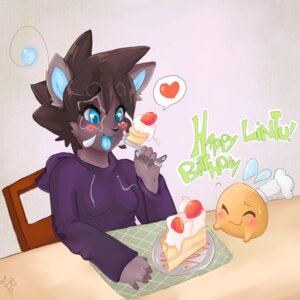 Rating: Safe Score: 0 Tags: 1:1 anthro black_hair blue_eyes blush cake clothing dessert e621 eating female food hair heart_symbol hi_res holding_food holding_object hoodie lintu_(character) open_mouth phuufy solo topwear unknown_species User: bunchy7s