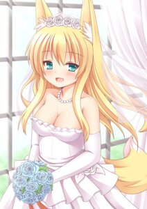 Rating: Questionable Score: 0 Tags: animal_humanoid armwear bare_shoulders blonde_hair blue_eyes blush bouquet breasts canid canid_humanoid canine canine_humanoid cleavage clothed clothing dress e621 elbow_gloves female flower fox fox_humanoid gloves hair handwear hi_res humanoid jewelry long_hair mammal mammal_humanoid necklace plant solo tail wedding_dress window yuu_(yu0221f) User: bunchy7s