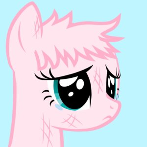 Rating: Safe Score: 0 Tags: 1:1 blue_background blue_eyes bodily_fluids comic dan_vs. e621 earth_pony equid equine fan_character female feral fluffle_puff fluffy fur hair hasbro hi_res horse mammal mixermike622 my_little_pony pink_body pink_fur pink_hair pompadour pony sad shaved simple_background solo tears User: bunchy7s
