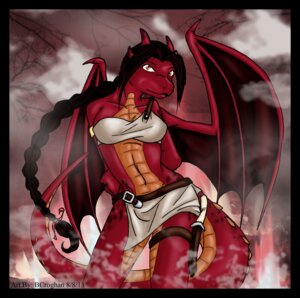 Rating: Safe Score: 0 Tags: anthro black_border border braided_hair breasts dragon e621 female fire hair hi_res horn knife koshkio looking_at_viewer membrane_(anatomy) membranous_wings mythological_creature mythological_scalie mythology non-mammal_breasts scalie solo spots sriah tail the_clan tribal wings User: bunchy7s