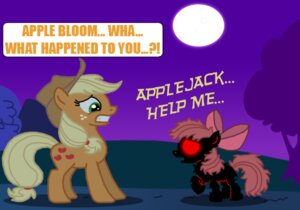 Rating: Safe Score: 0 Tags: accessory apple_bloom_(mlp) applejack_(mlp) begging bow_(feature) bow_accessory bow_ribbon clothing cowboy_hat cutie_mark detailed_background dialogue duo e621 earth_pony ecto-500 english_text equid equine eye_contact female feral friendship_is_magic green_eyes hair hair_accessory hair_bow hair_ribbon hasbro hat headgear headwear help_me horse looking_at_another mammal my_little_pony pony ponytail quadruped red_eyes ribbons scared sibling_(lore) sister_(lore) sisters_(lore) story_of_the_blanks tail text toony undead young young_feral zombie User: bunchy7s