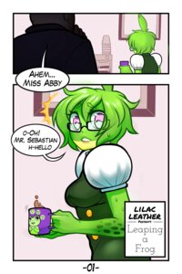 Rating: Safe Score: 0 Tags: 2:3 abby_(merriberry) amphibian bodily_fluids chkichki clothing comic container cup e621 english_text eyewear female frog glasses green_body green_hair green_skin greeting hair hi_res human mammal office surprised sweat text User: bunchy7s