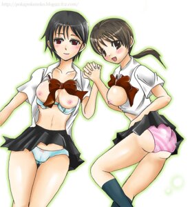 Rating: Explicit Score: 0 Tags: blood+ blush bra breasts clothing female framed_breasts holding_hands kinjou_kaori medium_breasts multiple_females multiple_girls nipples open_clothes open_shirt otonashi_saya panties pokapokaneko rule34 school_uniform shirt skirt skirt_lift smile underwear User: bunchy7s