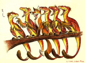 Rating: Safe Score: 0 Tags: 2009 ambiguous_gender awesome_face branch canid canine claws culpeofox dinosaur dromaeosaurid e621 feathered_dinosaur feathered_scalie feathers feral fox group humor in_tree mammal meme on_branch plant prehistoric_species question_mark reptile saurischian scalie sickle_claw simple_background singing smile spy tail theropod toe_claws tree velociraptor what wood User: bunchy7s