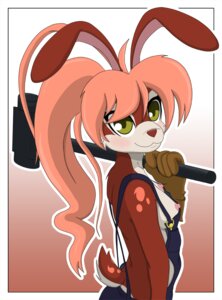 Rating: Questionable Score: 0 Tags: 2012 anthro blush breasts brown_body brown_fur butt clothing dust:_an_elysian_tail e621 female fur green_eyes hair haley_(elysian_tail) hammer hi_res kloe_(artist) lagomorph leporid long_hair looking_at_viewer mammal nipple_slip nipples overalls overalls_only pink_hair rabbit scut_tail short_tail sledgehammer smile solo standing tail tools User: bunchy7s