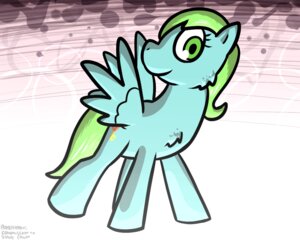 Rating: Safe Score: 0 Tags: 2013 5:4 cutie_mark e621 english_text equid equine fan_character feathered_wings feathers female fur green_body green_eyes green_fur green_hair hair hasbro looking_at_viewer mammal my_little_pony mythological_creature mythological_equine mythology onihidden pegasus solo text wings User: bunchy7s