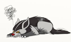 Rating: Safe Score: 0 Tags: 2010 ambiguous_gender black_body black_fur black_tail claws e621 feral full-length_portrait fur generation_3_pokemon grey_body grey_fur mammal mightyena multicolored_body multicolored_fur nintendo pokemon pokemon_(species) portrait red_eyes red_nose signature simple_background solo tail two_tone_body two_tone_fur white_background white_claws year yellow_sclera zigstripes User: bunchy7s
