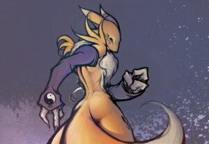Rating: Safe Score: 0 Tags: angry anthro armwear back_dimples back_groove bandai_namco biped black_sclera blue_eyes butt canid canine chest_tuft claws clothing countershading digimon digimon_(species) double_tomoe e621 elbow_gloves female fur gloves handwear looking_at_viewer looking_back mammal mostly_nude rear_view renamon solo standing tail tattoo tomoe_(symbol) tsampikos tuft turning yellow_body yellow_fur yin_yang User: bunchy7s