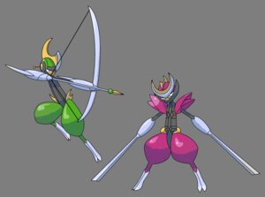 Rating: Safe Score: 0 Tags: alpha_channel ambiguous_gender anthro arrow_(weapon) artist_name bisharp blade blade_arm bow_(weapon) duo e621 fakemon generation_5_pokemon green_body grey_body hallowdew holding_object holding_weapon looking_at_viewer magenta_body mega_evolution melee_weapon nintendo pokemon pokemon_(species) ranged_weapon standing sword text thick_thighs weapon weapon_arm User: bunchy7s