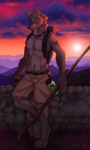 Rating: Safe Score: 0 Tags: 2009 3:5 abs against_surface against_wall anthro backpack big_muscles biped bottomwear canid canine canis claws clothed clothing cloud digitigrade e621 fur inner_ear_fluff jewelry looking_at_viewer male mammal mountain muscular muscular_anthro muscular_male navel necklace outside paws pecs shorts sky smile solo standing sunset tail topless tsaiwolf tuft wolf yellow_eyes User: bunchy7s