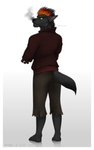 Rating: Safe Score: 0 Tags: 2013 angry anthro black_body black_fur black_hair black_nose canid canine canis clothed clothing detts e621 fur hair hi_res itrex male mammal orange_hair red_hair simple_background smoke solo white_background wolf yellow_eyes User: bunchy7s