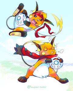 Rating: Safe Score: 0 Tags: bandage detailed duo e621 feral generation_1_pokemon hi_res male mammal nintendo pokemon pokemon_(species) raichu rodent scarf simple_background super-tuler tail toony wii-wheel User: bunchy7s