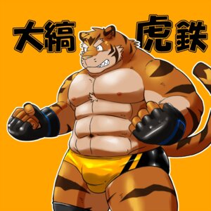 Rating: Questionable Score: 0 Tags: 1:1 abs anthro biceps bulge character_name clothed clothing e621 felid gloves handwear hi_res japanese_text kotetsu_oshima male mammal muscular muscular_anthro muscular_male pantherine shiba-kenta skimpy solo text tiger topless wrestler wrestling_briefs User: bunchy7s