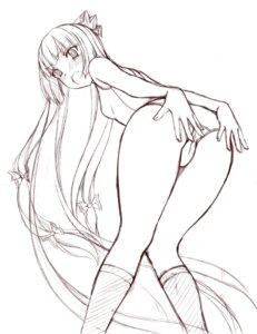 Rating: Questionable Score: 0 Tags: ass bent_over blush bow covering covering_ass cute_fang female footwear fujiwara_no_mokou hairbow hands hime_cut kneehighs long_hair looking_back monochrome one-piece_swimsuit rule34 school_swimsuit sin-go sketch socks solo swimsuit tear touhou very_long_hair User: bunchy7s