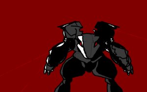 Rating: Safe Score: 0 Tags: ambiguous_gender biped black_body darkdoomer digital_media_(artwork) e621 front_view full-length_portrait laser machine mecha microsoft_paint_(artwork) not_furry portrait red_background red_eyes robot simple_background solo standing User: bunchy7s