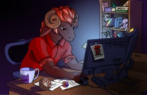 Rating: Safe Score: 0 Tags: 2012 bovid bovid_horn brown_body brown_fur caprine caprine_horn chair computer desk domestic_sheep drayl drayl_(character) e621 electronics fur furniture hair horn male mammal plushie ram_horn red_hair sheep solo table User: bunchy7s