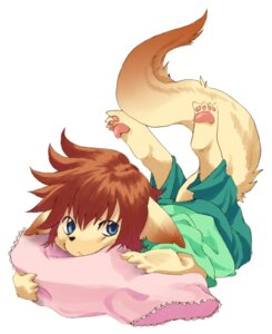 Rating: Safe Score: 0 Tags: 4_toes anthro barefoot biped black_nose blue_eyes bottomwear brown_body brown_fur brown_hair canid canine clothed clothing dipstick_tail e621 feet fox front_view fully_clothed fur gou hair legs_up lying male mammal markings multicolored_tail pants pawpads paws pillow shirt short_hair simple_background solo tail tail_markings toes topwear white_background User: bunchy7s