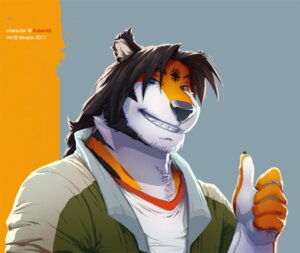 Rating: Safe Score: 0 Tags: 2011 5_fingers anthro black_hair black_nose blue_eyes bust_portrait clothed clothing e621 felid fingers fur gesture hair hand_gesture jacket looking_at_viewer male mammal orange_body orange_fur pantherine portrait shirt simple_background smile solo stoopix stripes text thumbs_up tiger topwear white_body white_fur User: bunchy7s