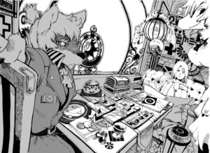 Rating: Safe Score: 0 Tags: 2009 ambiguous_gender anthro board_game cafe canid canine canis clothed clothing countershade_face countershading domestic_dog dragon dutch_angle e621 female foreshortening furniture greyscale group hair hi_res human kemono kouchainu male mammal military monochrome mythological_creature mythological_scalie mythology scalie table trio white_hair User: bunchy7s