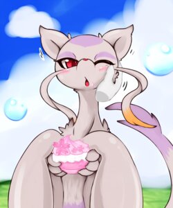Rating: Safe Score: 0 Tags: 5:6 ambiguous_gender anthro blush bubble caressing cloud disembodied_hand duo e621 front_view fur generation_5_pokemon grass hi_res mammal mienshao mustelid nintendo nyaswitchnya one_eye_closed open_mouth outside pink_eyes plant poke_puff pokemon pokemon_(species) pokemon_amie purple_body purple_fur raised_tail red_nose sky solo_focus tail white_body white_fur User: bunchy7s