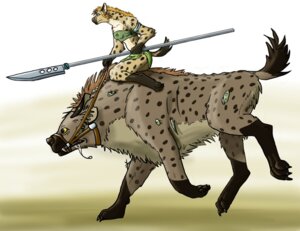 Rating: Safe Score: 0 Tags: anthro bodily_fluids bottomwear bridle brown_hair clothing drooling duo e621 female feral glaive gnoll green_eyes hair hyena lancer loincloth mammal melee_weapon mount polearm pyro-dragon quadruped reins riding saliva size_difference spear spotted_hyena straddling tail tribal weapon yellow_eyes User: bunchy7s