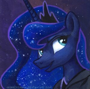 Rating: Safe Score: 0 Tags: 2013 blue_eyes bust_portrait cloak clothing crown e621 equid equine female friendship_is_magic hasbro headgear horn kenket mammal my_little_pony mythological_creature mythological_equine mythology night outside painting_(artwork) portrait princess_luna_(mlp) sky solo sophiecabra sparkles star traditional_media_(artwork) traditional_painting_(artwork) unicorn User: bunchy7s