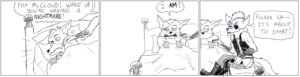 Rating: Questionable Score: 0 Tags: anthro bed border canid canine canis cat_o'_nine_tails clothed clothing creepy crossdressing dialogue dream duo e621 english_text fishnet_clothing fox fox_mccloud fredryk_phox furniture humor legwear male male/male mammal monochrome nightmare nintendo simple_background star_fox stockings tail text whip white_background white_border wolf wolf_o'donnell User: bunchy7s