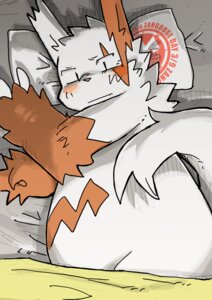 Rating: Safe Score: 0 Tags: bed bedding bedding_background black_eyes blush e621 english_text fur furniture generation_3_pokemon looking_at_viewer male markings nintendo pillow pokemon pokemon_(species) rabbit_zone red_markings solo tail text toony white_body white_fur zangoose zangoose_day User: bunchy7s
