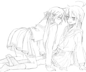 Rating: Explicit Score: 0 Tags: 2girls female human kagami_hiiragi kochoko konata_izumi lucky_star monochrome multiple_females multiple_girls rule34 ryouou_school_uniform serafuku yuri User: bunchy7s