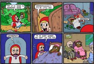Rating: Explicit Score: 0 Tags: bed big_bad_wolf blonde_hair blood bodily_fluids book canid canine canis chair clothed clothing comic crossdressing dialogue door e621 elderly english_text fairy_tales fangs female furniture genital_fluids grey_hair group hair hat headgear headwear human humor little_red_riding_hood little_red_riding_hood_(copyright) male mammal nightcap nursing_home open_mouth pandyland plant sofa surprised table teeth text tree urine url vehicle wheelchair wolf User: bunchy7s