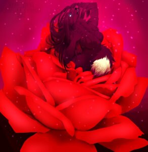 Rating: Questionable Score: 0 Tags: 2012 anthro black_body black_nose black_skin breasts canid canine claws e621 eyelashes fangs female flower fluffy fox fur glowing hair kero_tzuki long_hair looking_up mammal open_mouth pink_background plant purple_body purple_fur purple_hair raised_arm rose_(flower) sharp_teeth simple_background solo teeth white_body white_eyes white_fur User: bunchy7s