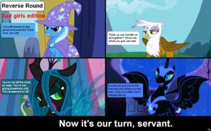 Rating: Safe Score: 0 Tags: arthropod avian beak black_body black_feathers brown_body brown_feathers celestias_servant_interview changeling_(mlp) comic e621 english_text equid equine feathered_wings feathers female feral friendship_is_magic gilda_(mlp) grey_body grey_feathers group gryphon hasbro horn insect_wings mammal my_little_pony mythological_avian mythological_creature mythological_equine mythology nightmare_moon_(mlp) queen_chrysalis_(mlp) tail text trixie_(mlp) unicorn white_body white_feathers winged_unicorn wings User: bunchy7s