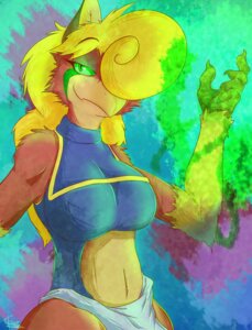 Rating: Safe Score: 0 Tags: anthro avian beak blonde_hair breasts clothing e621 emma_(t-bone) female green_eyes gryphon hair hi_res magic mythological_avian mythological_creature mythology navel non-mammal_breasts solo xingscourge User: bunchy7s