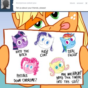 Rating: Safe Score: 0 Tags: 1:1 applejack_(mlp) ask_blog ask_jappleack asking blonde_hair blue_body blue_eyes blue_fur blue_hair e621 earth_pony english_text equid equine featureless_hands female feral fluttershy_(mlp) freckles friendship_is_magic fur green_eyes green_hair hair hasbro horn horse hotdiggedydemon insult long_hair mammal multicolored_hair my_little_pony mythological_creature mythological_equine mythology pink_hair pinkie_pie_(mlp) pony profanity purple_body purple_eyes purple_fur purple_hair rainbow_dash_(mlp) rainbow_hair rarity_(mlp) red_hair short_hair solo text tongue tongue_out toony tumblr twilight_sparkle_(mlp) two_tone_hair unicorn user_message User: bunchy7s