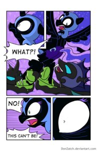 Rating: Safe Score: 0 Tags: 2014 armor arthropod black_body black_fur changeling_(mlp) changeling_goo comic cutie_mark donzatch e621 english_text equid equine feathered_wings feathers female feral fog friendship_is_magic fur hasbro headgear helmet hi_res horn looking_down mammal my_little_pony mythological_creature mythological_equine mythology nightmare_moon_(mlp) scared sharp_teeth standing teal_eyes teeth text winged_unicorn wings User: bunchy7s