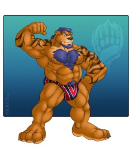 Rating: Safe Score: 0 Tags: 2012 4_toes 5_fingers abs alternate_species anthro bear beard biceps big_feet big_muscles biped blue_background blue_clothing blue_hair border boz_(da_boz) brown_body brown_claws brown_fur brown_nose bulge cheek_tuft chest_tuft claws clothed clothing da_boz e621 eyebrows facial_hair facial_tuft feet fingers fist flexing front_view full-length_portrait fur hair hairy head_tuft humanoid_hands inner_ear_fluff looking_at_viewer male mammal manly multicolored_body multicolored_fur musclegut muscular muscular_anthro muscular_arms muscular_male navel nipples obliques pecs pink_nipples pinup plantigrade portrait pose pubes purple_eyebrows purple_hair purple_pubes raised_arm raised_fist raised_hand red_clothing serratus signature simple_background slightly_chubby solo speedo standing swimwear symbol tattoo toes topless triceps tuft two_tone_body two_tone_fur white_background white_border User: bunchy7s