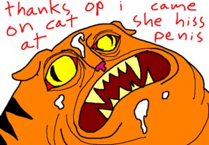 Rating: Explicit Score: 0 Tags: bodily_fluids cum d: digital_media_(artwork) domestic_cat e621 felid feline felis female feral genital_fluids human mammal microsoft_paint_(artwork) solo teeth unknown_artist what User: bunchy7s