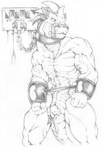 Rating: Explicit Score: 0 Tags: animal_genitalia anthro barcode bdsm biped bondage bound butt chain chained collar cuff_(restraint) dungeon e621 erection genital_slit genitals greyscale hi_res male megfluff metal_collar monochrome muscular muscular_anthro muscular_male muscular_sub muzzle_(object) muzzled nude penis prisoner reptile restrained restraints scalie science_fiction shackles sketch snake solo spikes standing submissive submissive_male tail User: bunchy7s