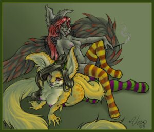 Rating: Explicit Score: 0 Tags: 2008 anthro black_hair border breasts butt cigarette clothing duo e621 fangs felid female footwear fur glamfur green_border grey_body grey_fur grin hair horn langurhali legwear long_tail mammal nipples nude pattern_clothing pattern_legwear red_eyes red_hair smile smoke smoking socks stockings striped_clothing striped_legwear stripes tail teeth thigh_highs vera_(artist) vera_(vera) veryn wool_(fur) yellow_body yellow_fur User: bunchy7s