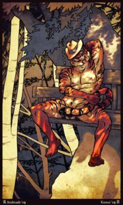 Rating: Explicit Score: 0 Tags: 2008 anthro artdecade balls bench biped clothing covering covering_self e621 felid flaccid front_view genitals green_eyes hand_behind_head hat headgear headwear holding_own_tail holding_tail kamui_(artist) looking_at_viewer male mammal muscular muscular_anthro muscular_male nipples nude on_bench outside pantherine penis plant sitting solo spread_legs spreading tail tiger tongue tongue_out tree User: bunchy7s