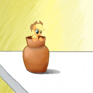 Rating: Safe Score: 0 Tags: applejack_(mlp) clothing container e621 earth_pony equid equine female feral friendship_is_magic fur hasbro hat headgear headwear horse if_it_fits_i_sits_(meme) in_container in_jar jar mammal meme micro my_little_pony orange_body orange_fur pony simple_background solo toony unknown_artist User: bunchy7s