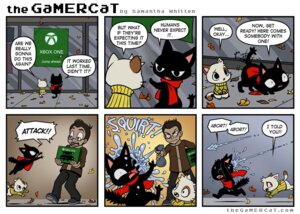 Rating: Safe Score: 0 Tags: autumn bottle box brown_hair claws clothed clothed_feral clothing comic container dialogue domestic_cat duo_focus e621 english_text felid feline felis feral fleeing fully_clothed gamercat_(character) glitch_(the_gamercat) grid_layout group hair hat headgear headwear holding_bottle holding_box holding_container holding_object holding_package human logo male mammal microsoft open_mouth package packaged_console pounce regret running samantha_whitten scarf six_frame_image speech_bubble squirt_bottle teeth text the_gamercat tongue video_game_logo xbox xbox_game_studios xbox_logo xbox_one User: bunchy7s